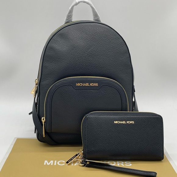 Michael Kors Medium Jaycee Backpack & MF Phone Case Wallet Black - Picture 3 of 11